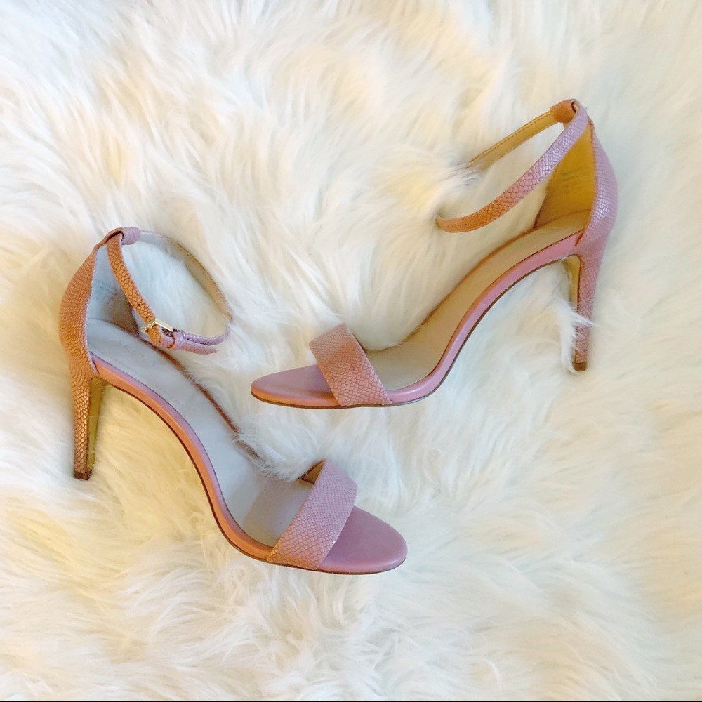 ALDO pink snakeskin heels with ankle strap